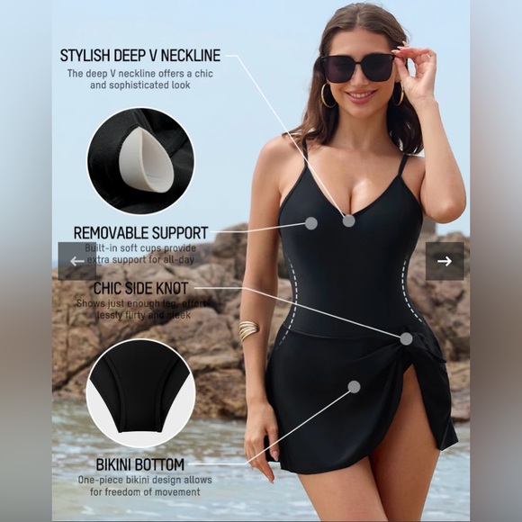 NWOT Shecurve Black One Piece Swimwear - Picture 3 of 11